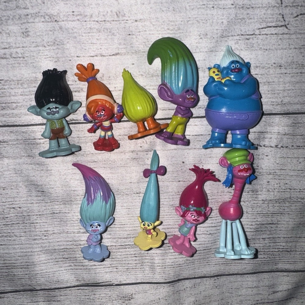 Dreamworks Trolls Mini Figures Lot Birthday Cake Topper 2-3" Toys PVC DWA